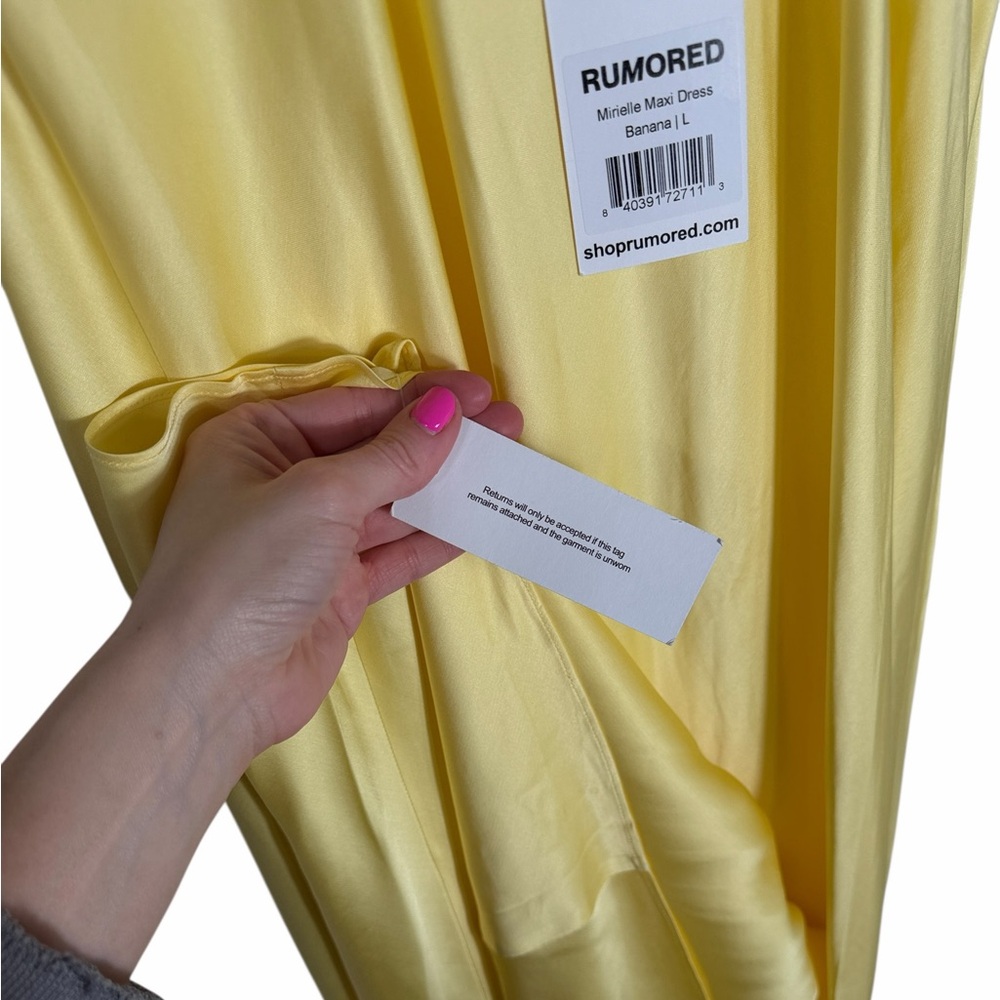 Rumored Yellow Banana Mirielle Backless Silky Formal Prom Maxi Dress - Picture 10 of 13